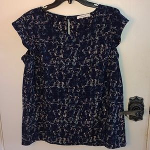 H&M horse pattern blue blouse